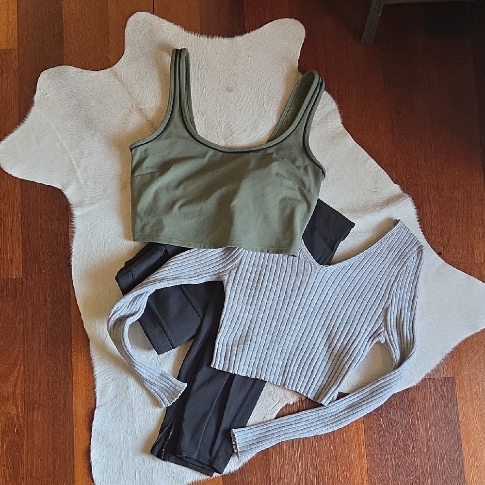 JoyLab Olive and Gray Women's Crop Tops